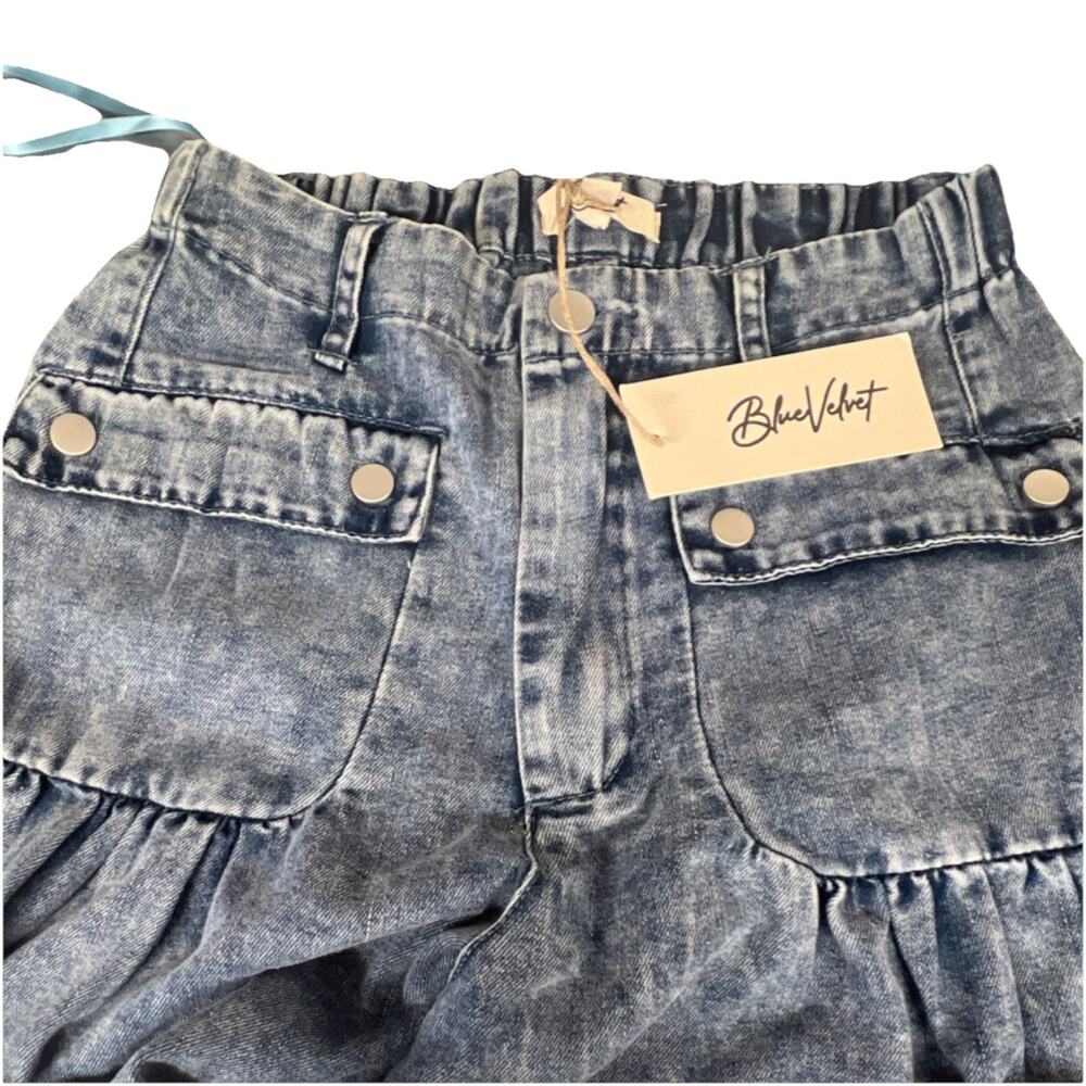 Blue Velvet Women's Wide-Leg w/ drawstring Relaxed Denim Pants Button Small - Picture 5 of 5